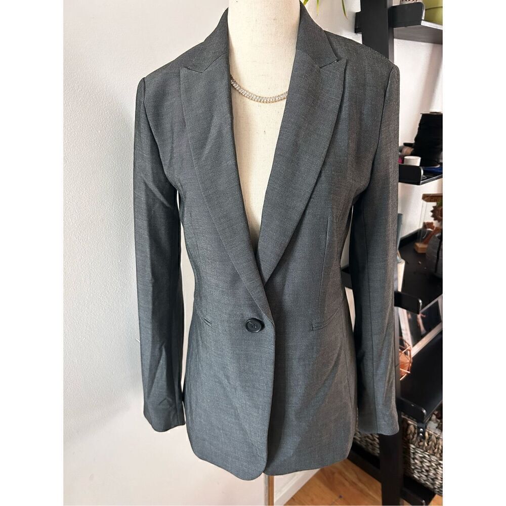 Ann Taylor gray long blazer work new with tags size 00